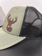 Load image into Gallery viewer, Olive green and black deer head cap

